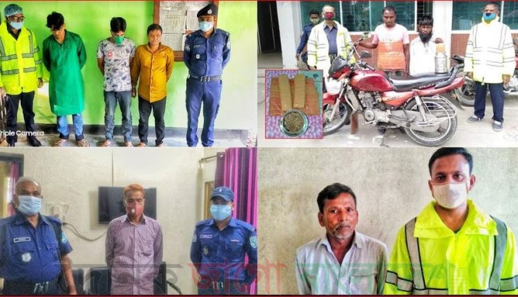 কুড়িগ্রামে মাদক বিরোধী অভিযানে গ্রেফতারকৃতরা